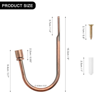Brass Curtain Holdbacks 2pcs, Wall Mounted Drapery Tiebacks with Screws, Heavy Duty Metal Decorative Window Drapery Holder Curtain Hook - color: Brass-01