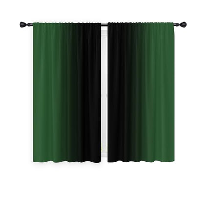 Black Green Curtains, Ombre, 2 Panels, 42" W x 63" L, Rod Pocket - color: Green Black, size: 42"W x 63"L (Pack of 2)