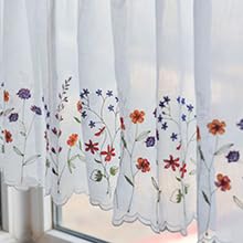 027 2 Pack Floral Embroidery Pastoral Style Valance, White Sheer Flowers Valances,Window Treatment for Kitchen,W60XL18 inch (Wild Flower) - size: 60"W x 18"L (Pack of 2)