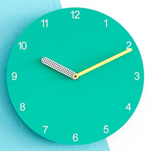 Stephanie Imports Modern Minimalist Teal & Yellow Wall Clock - color: Teal & Yellow