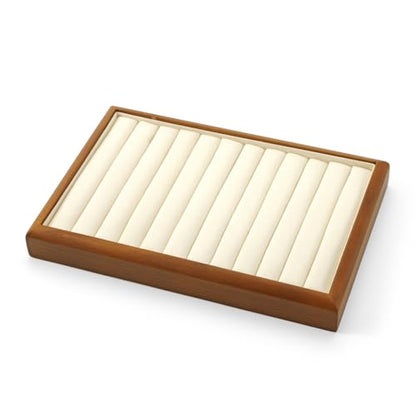 Oirlv Wood Ring Display Tray - color: Cream, size: 11 slot