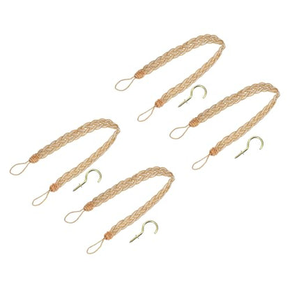 uxcell 4Pcs Curtain Tiebacks, 58cm/23 Braided Drapery Holdback Holder Decorative Rope Tie Back, Dark Yellow/Mixed Silver - color: Dark Yellow