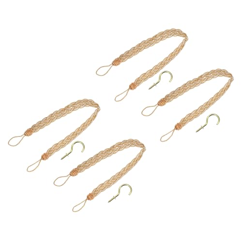 uxcell 4Pcs Curtain Tiebacks, 58cm/23 Braided Drapery Holdback Holder Decorative Rope Tie Back, Dark Yellow/Mixed Silver - color: Dark Yellow