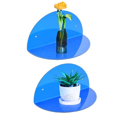 ROYALITA 2-Pack Small Acrylic Shelves Room Decor Floating Shelves, Blue - color: Blue