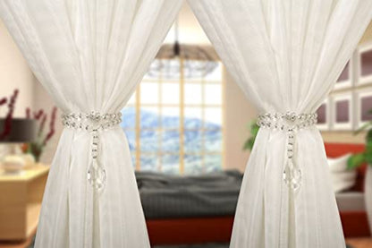 SUQ I OME Luxury Crystal Beaded Magnetic Curtain Tieback, Crystal - color: Crystal