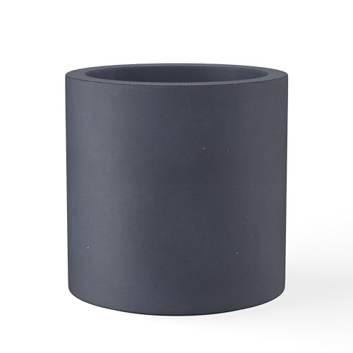 Kante Accent Round Cylinder Charcoal Concrete Planter 12.6" Tall, Outdoor - color: Charcoal, size: 12.6" Dia