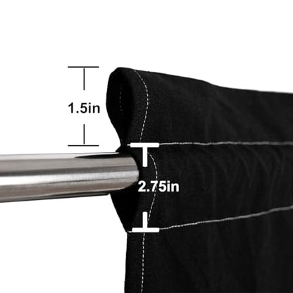 DOSLY IDÉES Farmhouse Rustic Black Cotton Valance, Black Striped Pleated Design with Coconut Buttons, Multi-Room Window Treatment for Kitchen Living Room Bedroom, 52" W x 18" L - color: Black & Black Stripede, size: 52"W x 18"L (Pack of 1)