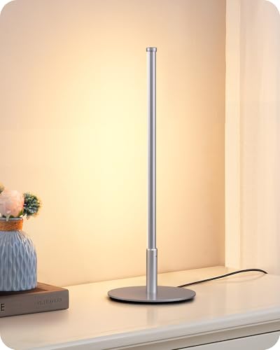 EDISHINE LED Table Lamp, Modern Desk Lamps for Living Room, Silver - color: Silver