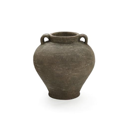 LuxenHome Rustic Large Flower Vase,14'' Tall Brown Terracotta Cauldron Vase - size: Medium