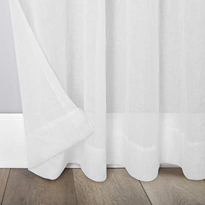 No. 918 Genevieve 2-pack 2-pack Linen Weave Sheer Semi-Sheer Grommet Curtain Panel Pair, 50" x 96", White - color: White, size: 50"W x 96"L (Pack of 2)