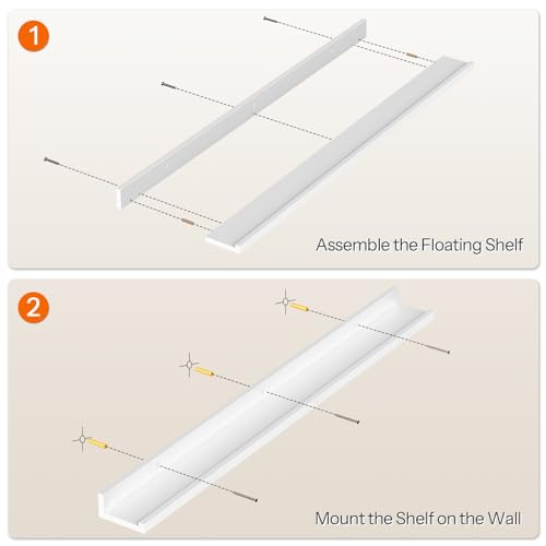 HOOBRO Floating Shelves, Wall Shelf Set of 3, 35.4 Inches Hanging Shelf - color: White, size: 35.4 Inches