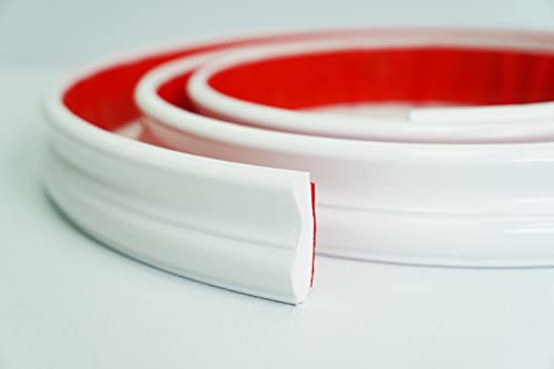 Colamo 16.4FT White Peel and Stick Trim Caulk Strip,Flexible Self Adhesive Moldings & Trims for Wall/Mirror/Ceiling/Window and Door Frame,Stick on Backsplash Tile Trimming, Sticky Edge,Side Body Trim - color: White