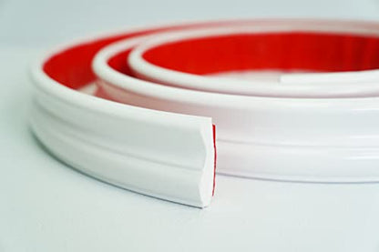 Colamo 16.4FT White Peel and Stick Trim Caulk Strip,Flexible Self Adhesive Moldings & Trims for Wall/Mirror/Ceiling/Window and Door Frame,Stick on Backsplash Tile Trimming, Sticky Edge,Side Body Trim - color: White