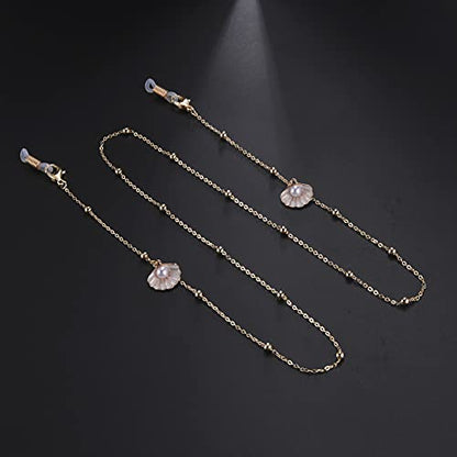 LIKGREAT Eyeglass Chain for Women Face Mask Link Chains Sunglass Strap Holder KC Gold Plated - color: Imitation Pearls