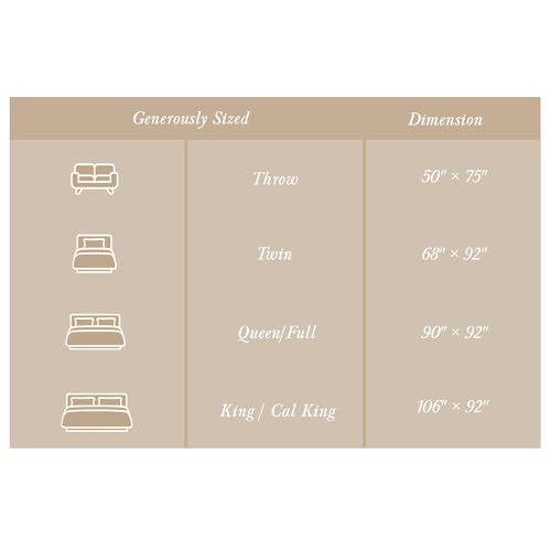 Threadmill Luxury 100% Cotton Twin Herringbone Blanket, Beige - color: Beige, size: Twin (68" x 92")