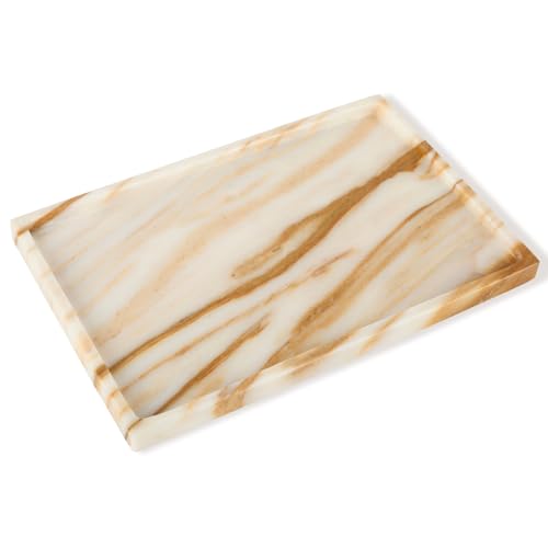 100% Marble Vanity Tray for Bathroom Counter, Kitchen, Coffee 11.8" - color: Calacatta Glod