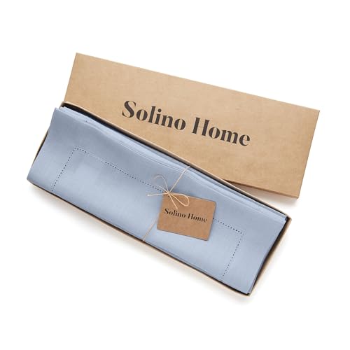 Solino Home 100% Pure Linen Woven Placemats Sky Blue, 14 x 19 in, Set of 4 - color: 09: Sky Blue, size: 14" X 19" (Set of 4)