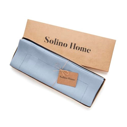 Solino Home 100% Pure Linen Woven Placemats Sky Blue, 14 x 19 in, Set of 4 - color: 09: Sky Blue, size: 14" X 19" (Set of 4)