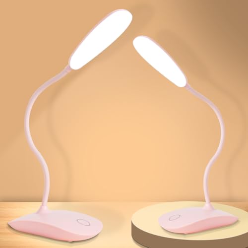 Portable Battery Powered Desk Lamp Small Rechargeable LED Table Light - color: Pink(2PACK)