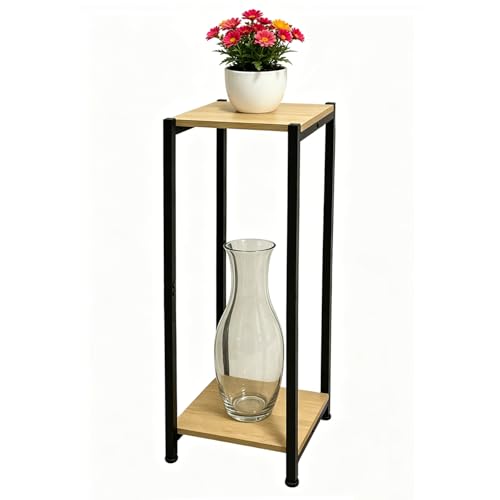 Dipion 31 Inch Tall Plant Stand Indoor,2 Tier Pedestal Stand,Yellow Oak