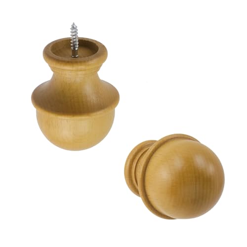 T Tulead 2PCS Wood Curtain Rod Finials 1.14 Inch Inner Dia - color: Wood-2pcs