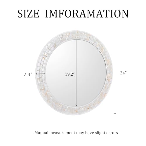 24 Inch Round Mirrors with Mosaic Frame for Wall - size: 24"L x 24"W