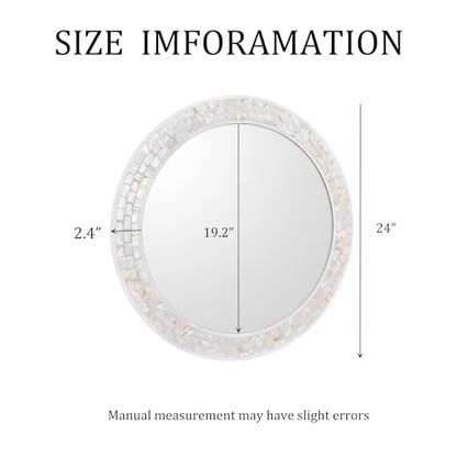 24 Inch Round Mirrors with Mosaic Frame for Wall - size: 24"L x 24"W