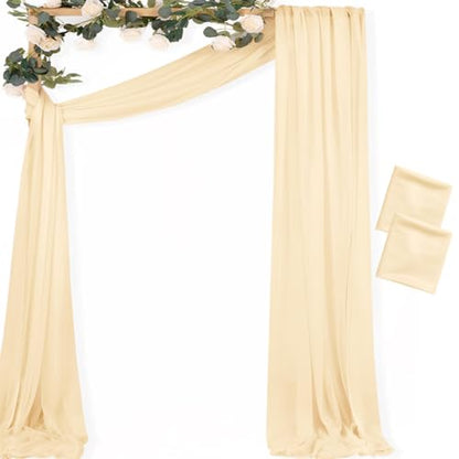 Sheer Gauze Wedding Arch Draping Fabric 29" x 20 FT 2 Panel Champagne - color: Champagne, size: 29"w x 240"l (Pack of 2)