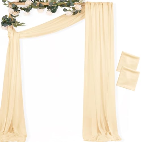 Sheer Gauze Wedding Arch Draping Fabric 29" x 20 FT 2 Panel Champagne - color: Champagne, size: 29"w x 240"l (Pack of 2)