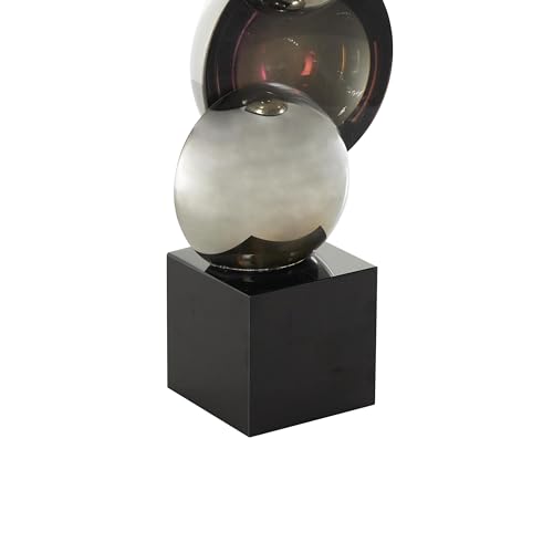 Deco 79 Glass Abstract Decorative Sculpture Stacked Orb Home Decor Statue with Black Base, Accent Figurine 5" x 4" x 16", Black - size: 5" x 4" x 16"