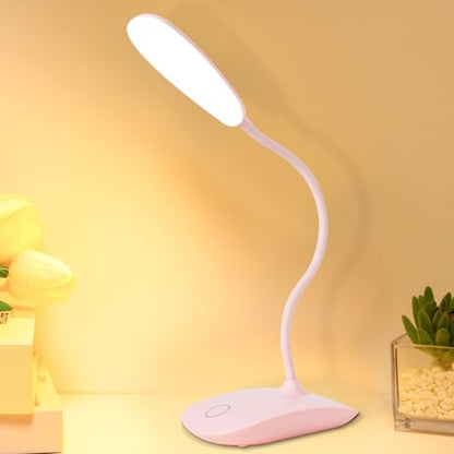 Portable Battery Powered Desk Lamp Small Rechargeable LED Table Light - color: Pink
