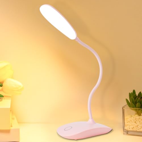 Portable Battery Powered Desk Lamp Small Rechargeable LED Table Light - color: Pink