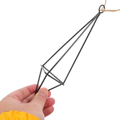 UPKOCH Geometric Air Plant Hangers 8 Pcs Black Metal Hanging Holders with Jute Rope for Small Air Plants Indoor Garden Wall Decor