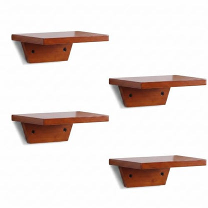 Small Wall Shelves,Speaker Shelf,Floating Shelf Trapezoid for Wifi Router - color: Light Walnut, size: Set of 4