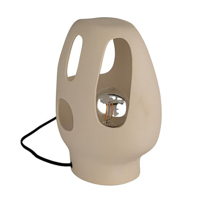 Bloomingville Ceramic Table Lamp with Cut-Outs, Volcano Finish, White