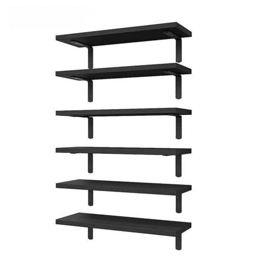 16.5 Inch Floating Shelves for Wall, Farmhouse Rustic Wall Shelves for Bedroom, Bathroom Storage, Living Room & Kitchen Decorative Shelves (Black) - color: Black