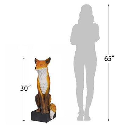 GENUINQ 30'' H Sitting Fox Statue Sculpture Garden Outdoor Decor