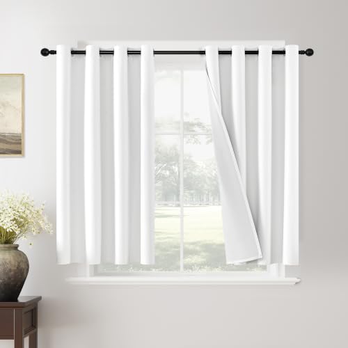 ChrisDowa White Blackout Curtains 45 Inches Long 2 Panels for Bedroom - color: White, size: 52"W x 45"L (Pack of 2)