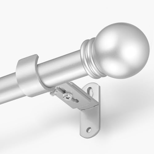 Curtain Rods for Windows 16-48", 6/8 In Silver Curtain Rod, 1 Pack - color: Satin Silver, size: 48" - 6/8'' rod - 1 Pack