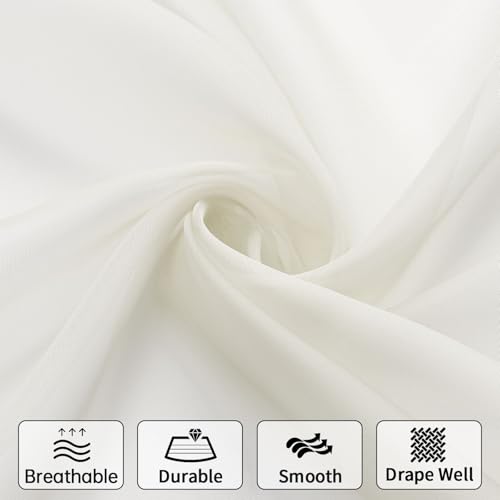 WUBODTI Ivory Sheer Beaded Valance Curtains Living Room Kitchen Windows - color: Ivory