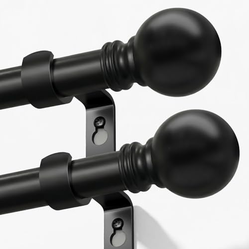 Modern Black Curtain Rods 2 pack for Windows 28 to 48 Inches - color: black, size: 16"-60"|2 Pack