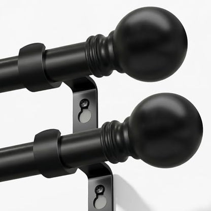 Modern Black Curtain Rods 2 Pack for Windows 48 to 84 Inches - color: black, size: 16"-88"|2 Pack