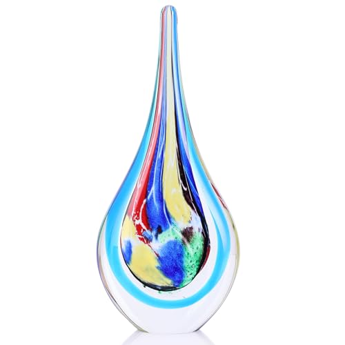 Hand Blown Glass Sculpture, Unique Mediterranean Style Decor, Glass Figurine with Crystal-Like Finish, Decorative Paperweights for Office Desk, Living Room, Bedroom, Cabinets (Color) - color: Color