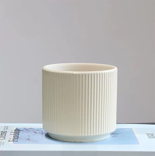 Ceramic 4.9+6.3 inch Planters, Modern Home and Office Flowerpot, Indoor and Outdoor Flowerpot with Drainage Hole (Light Yellow) - color: Light Yellow