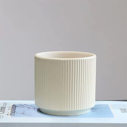 Ceramic 4.9+6.3 inch Planters, Modern Home and Office Flowerpot, Indoor and Outdoor Flowerpot with Drainage Hole (Light Yellow) - color: Light Yellow