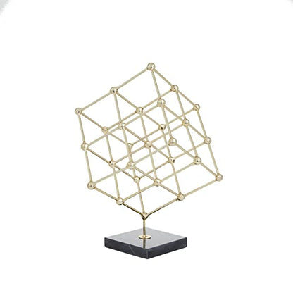 Deco 79 Marble Geometric Sculpture with Black Base, 9" x 9" x 12", Gold - color: Gold