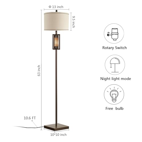 63'' Rustic Floor Lamp for Living Room with 2 Light Sources - style: Rustic