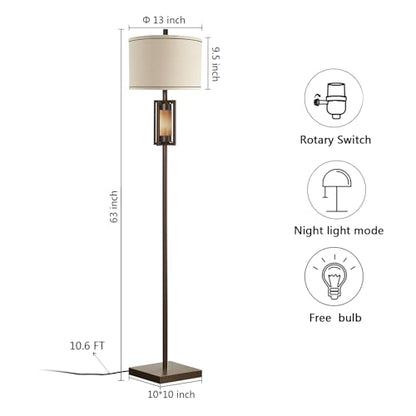 63'' Rustic Floor Lamp for Living Room with 2 Light Sources - style: Rustic