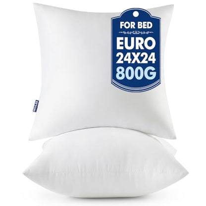 MIULEE 24x24 Euro Pillow Inserts 2 Pack, Throw Pillows for Couch Bed - size: 24x24 Inch