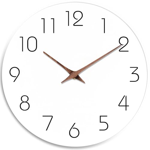 Mosewa Wall Clock 12" Modern Battery Operated Silent Simple(White) - color: A_white, size: 12 Inch